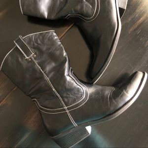 Whichita Black Vegan Leather Boots Size 8W